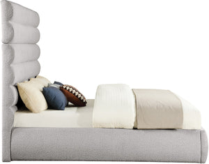 Meridian Furniture Adam Channel Tufted Boucle King Bed Tailored Upholstered Frame for Primary Bedrooms B1256Taupe-K70