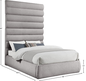 Meridian Furniture Adam Channel Tufted Boucle Upholstered King Bed with Adjustable Modular Headboard B1256Taupe-K90