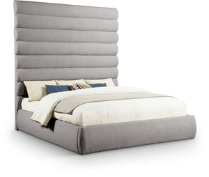 Meridian Furniture Adam Channel Tufted Boucle Upholstered King Bed with Adjustable Modular Headboard B1256Taupe-K90