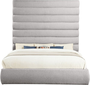 Meridian Furniture Adam Channel Tufted Boucle Upholstered King Bed with Adjustable Modular Headboard B1256Taupe-K90