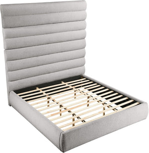 Meridian Furniture Adam Channel Tufted Boucle Upholstered King Bed with Adjustable Modular Headboard B1256Taupe-K90