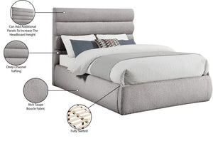Meridian Furniture Adam Channel Tufted Boucle King Bed with Modular Headboard for Modern Bedroom B1256Taupe-K