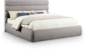 Meridian Furniture Adam Channel Tufted Boucle King Bed with Modular Headboard for Modern Bedroom B1256Taupe-K