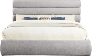 Meridian Furniture Adam Channel Tufted Boucle King Bed with Modular Headboard for Modern Bedroom B1256Taupe-K