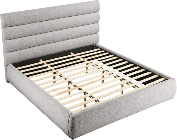 Meridian Furniture Adam Channel Tufted Boucle King Bed with Modular Headboard for Modern Bedroom B1256Taupe-K