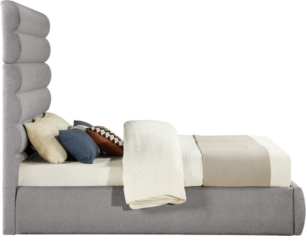 Meridian Furniture Adam Channel Tufted Boucle Queen Bed with Sculptural Headboard for Modern Bedroom B1256Taupe-Q70