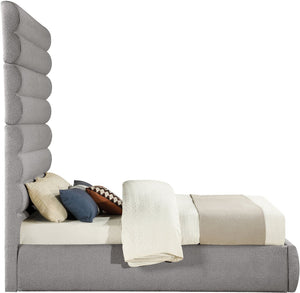 Meridian Furniture Adam Queen Bed Taupe Boucle Upholstery Deep Channel Tufted Architectural Headboard B1256Taupe-Q90