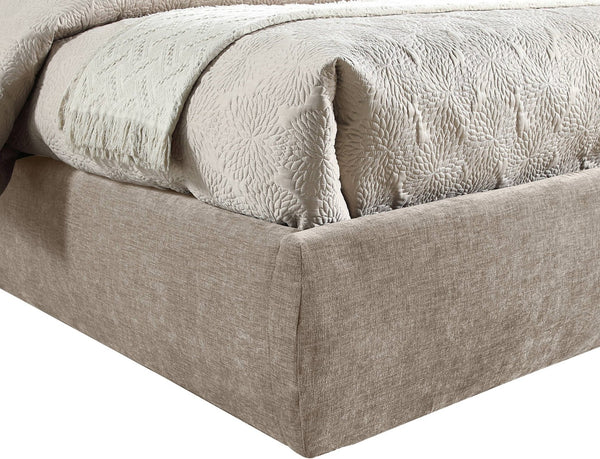 Meridian Furniture Adam Channel Tufted Chenille Full Bed with Adjustable Headboard for Modern Bedrooms B1257Beige-F70