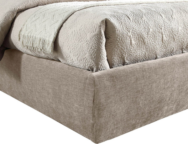 Meridian Furniture Adam Full Bed Chenille Upholstered with Channel Tufted Oversized Headboard Neutral B1257Beige-F90