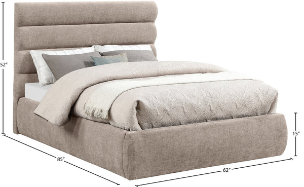 Meridian Furniture Adam Channel Tufted Full Bed in Plush Chenille for a Tailored Neutral Bedroom B1257Beige-F