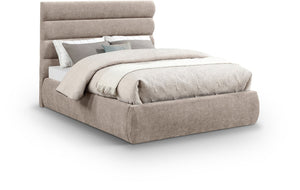 Meridian Furniture Adam Channel Tufted Full Bed in Plush Chenille for a Tailored Neutral Bedroom B1257Beige-F