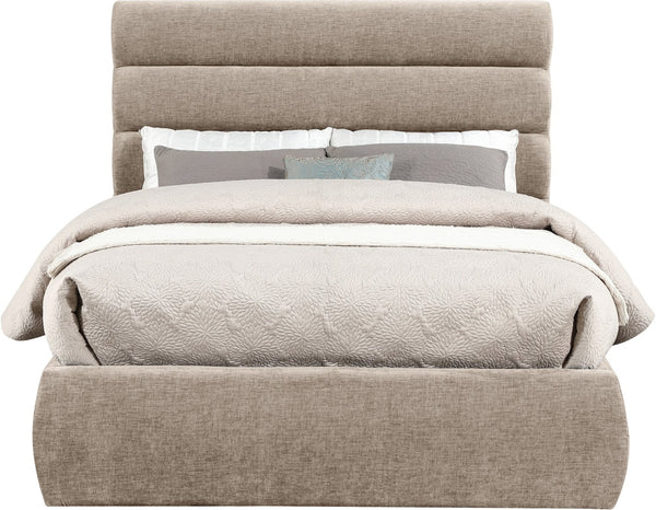 Meridian Furniture Adam Channel Tufted Full Bed in Plush Chenille for a Tailored Neutral Bedroom B1257Beige-F