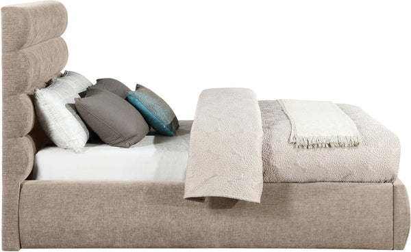 Meridian Furniture Adam Channel Tufted Full Bed in Plush Chenille for a Tailored Neutral Bedroom B1257Beige-F