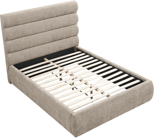Meridian Furniture Adam Channel Tufted Full Bed in Plush Chenille for a Tailored Neutral Bedroom B1257Beige-F