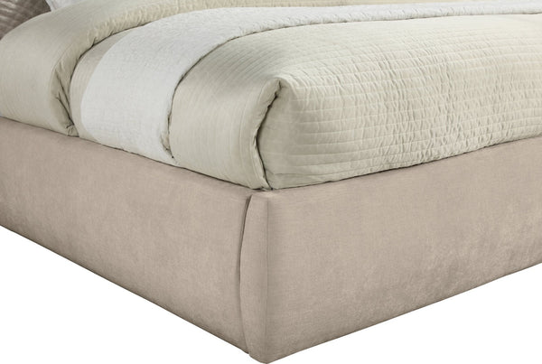 Meridian Furniture Adam Channel Tufted King Bed Plush Chenille Upholstery Tall Headboard Neutral Beige B1257Beige-K90