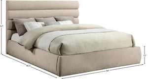 Meridian Furniture Adam Channel Tufted King Bed Chenille Upholstered Platform Frame for Modern Bedrooms B1257Beige-K