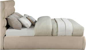 Meridian Furniture Adam Channel Tufted King Bed Chenille Upholstered Platform Frame for Modern Bedrooms B1257Beige-K