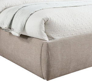 Meridian Furniture Adam Queen Bed Soft Chenille Upholstery with Channel Tufted Tall Headboard Platform B1257Beige-Q70