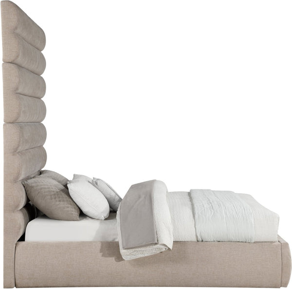 Meridian Furniture Adam Channel Tufted Chenille Queen Bed Sculptural Headboard for Modern Bedroom B1257Beige-Q90