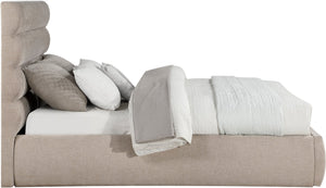 Meridian Furniture Adam Channel Tufted Queen Bed Plush Chenille Upholstery Low Profile Platform Frame B1257Beige-Q