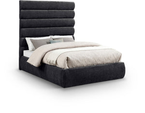 Meridian Furniture Adam Channel Tufted Chenille Upholstered Full Platform Bed Contemporary Bedroom B1257Black-F70