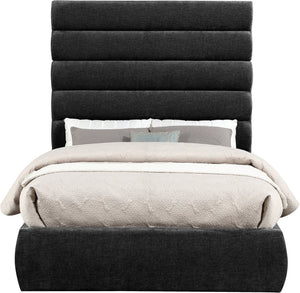 Meridian Furniture Adam Channel Tufted Chenille Upholstered Full Platform Bed Contemporary Bedroom B1257Black-F70