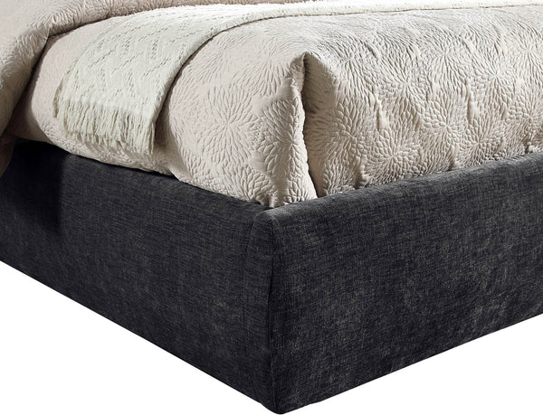 Meridian Furniture Adam Channel Tufted Chenille Upholstered Full Platform Bed Contemporary Bedroom B1257Black-F70