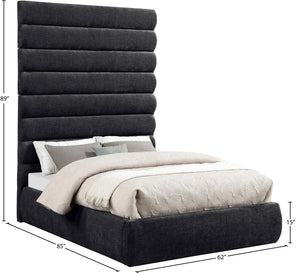 Meridian Furniture Adam Channel Tufted Chenille Upholstered Full Bed with Slatted Base No Box Spring B1257Black-F90