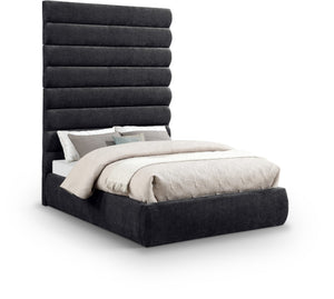 Meridian Furniture Adam Channel Tufted Chenille Upholstered Full Bed with Slatted Base No Box Spring B1257Black-F90