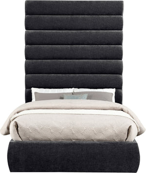 Meridian Furniture Adam Channel Tufted Chenille Upholstered Full Bed with Slatted Base No Box Spring B1257Black-F90