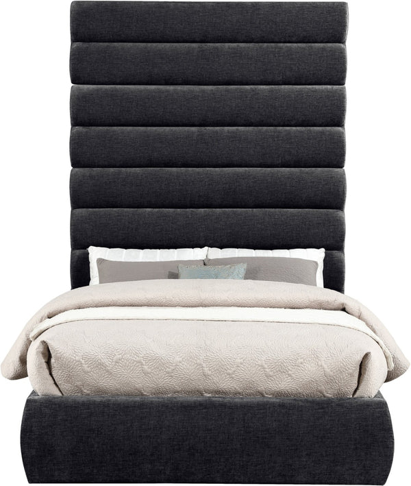 Meridian Furniture Adam Channel Tufted Chenille Upholstered Full Bed with Slatted Base No Box Spring B1257Black-F90