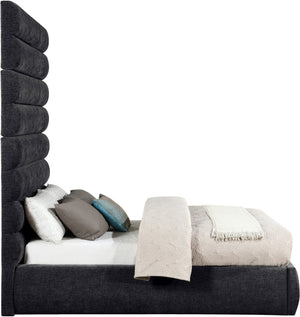 Meridian Furniture Adam Channel Tufted Chenille Upholstered Full Bed with Slatted Base No Box Spring B1257Black-F90