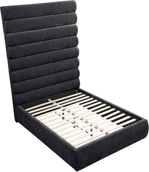Meridian Furniture Adam Channel Tufted Chenille Upholstered Full Bed with Slatted Base No Box Spring B1257Black-F90