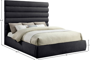 Meridian Furniture Adam Channel Tufted King Bed Chenille Upholstered Contemporary Bedroom Anchor B1257Black-K70