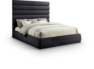 Meridian Furniture Adam Channel Tufted King Bed Chenille Upholstered Contemporary Bedroom Anchor B1257Black-K70