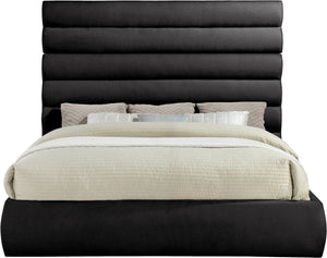 Meridian Furniture Adam Channel Tufted King Bed Chenille Upholstered Contemporary Bedroom Anchor B1257Black-K70