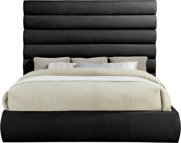 Meridian Furniture Adam Channel Tufted King Bed Chenille Upholstered Contemporary Bedroom Anchor B1257Black-K70