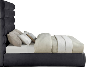 Meridian Furniture Adam Channel Tufted King Bed Chenille Upholstered Contemporary Bedroom Anchor B1257Black-K70