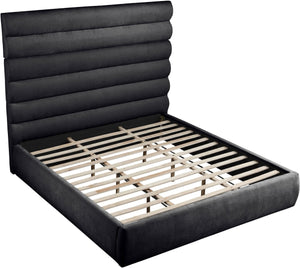 Meridian Furniture Adam Channel Tufted King Bed Chenille Upholstered Contemporary Bedroom Anchor B1257Black-K70