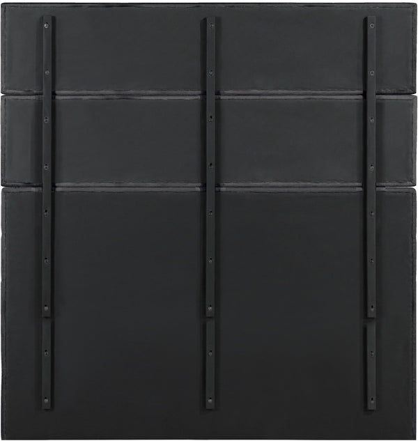 Meridian Furniture Adam Channel Tufted King Bed Tall Chenille Headboard for Primary Bedroom B1257Black-K90