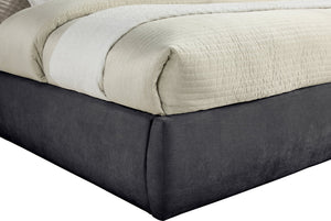 Meridian Furniture Adam Channel Tufted King Bed Tall Chenille Headboard for Primary Bedroom B1257Black-K90