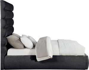 Meridian Furniture Adam Channel Tufted Chenille Queen Bed Tall Headboard Platform Frame Bedroom B1257Black-Q70