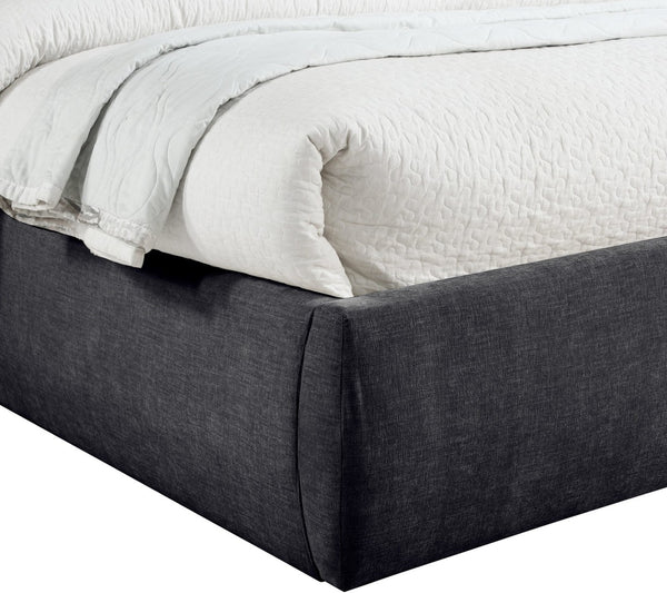 Meridian Furniture Adam Queen Platform Bed with Chenille Upholstery and Channel Tufted Tall Headboard B1257Black-Q90