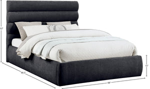 Meridian Furniture Adam Channel Tufted Queen Bed Plush Chenille Upholstery for Contemporary Bedroom B1257Black-Q