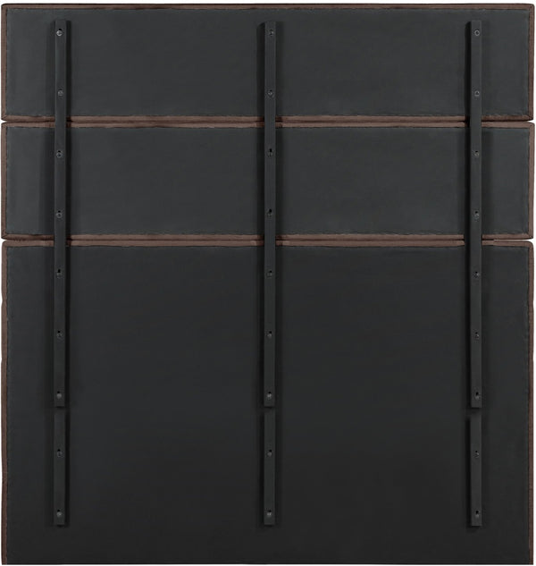 Meridian Furniture Adam Brown Chenille Channel Tufted King Bed Tall Headboard No Box Spring Needed B1257Brown-K90