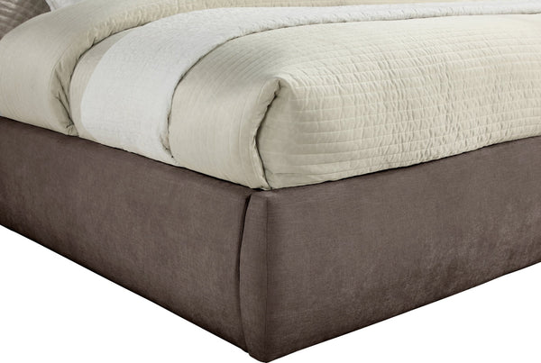Meridian Furniture Adam Brown Chenille Channel Tufted King Bed Tall Headboard No Box Spring Needed B1257Brown-K90
