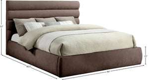 Meridian Furniture Adam Brown Channel Tufted Chenille King Bed with Modular Headboard Design B1257Brown-K