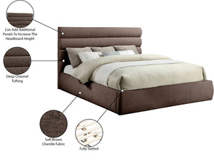 Meridian Furniture Adam Brown Channel Tufted Chenille King Bed with Modular Headboard Design B1257Brown-K
