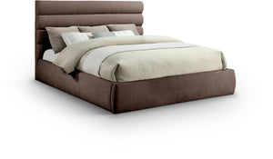 Meridian Furniture Adam Brown Channel Tufted Chenille King Bed with Modular Headboard Design B1257Brown-K