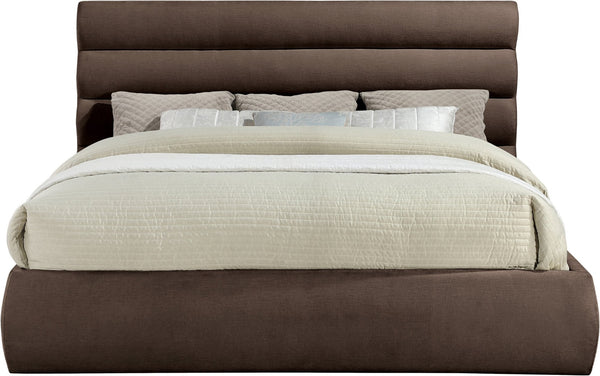 Meridian Furniture Adam Brown Channel Tufted Chenille King Bed with Modular Headboard Design B1257Brown-K